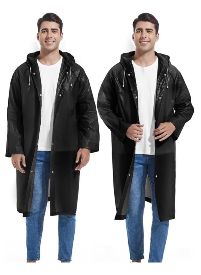 2 Piece Reusable Rain Ponchos For Adults, Raincoats Emergency For Women Men With Drawstring And Sleeves - Image 5